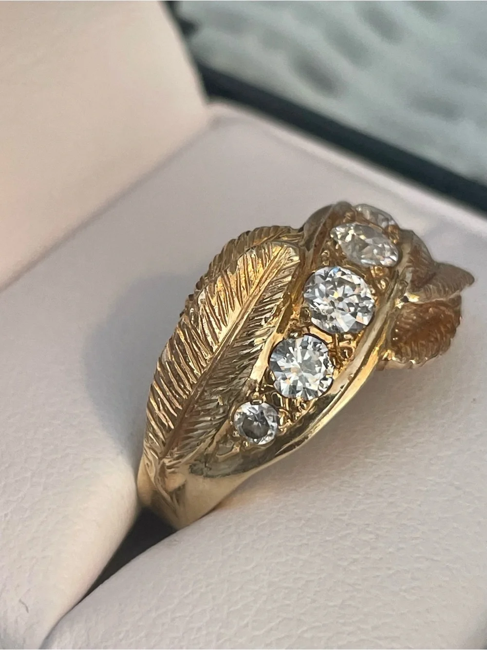 CUSTOM Vintage Solid 14k Yellow Gold .80 CT Mine Cut Genuine Diamond Ring OAK